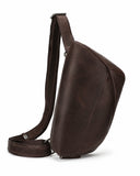 Woosir Multi-Pocket Crazy Horse Leather Chest Bag deep coffee white front