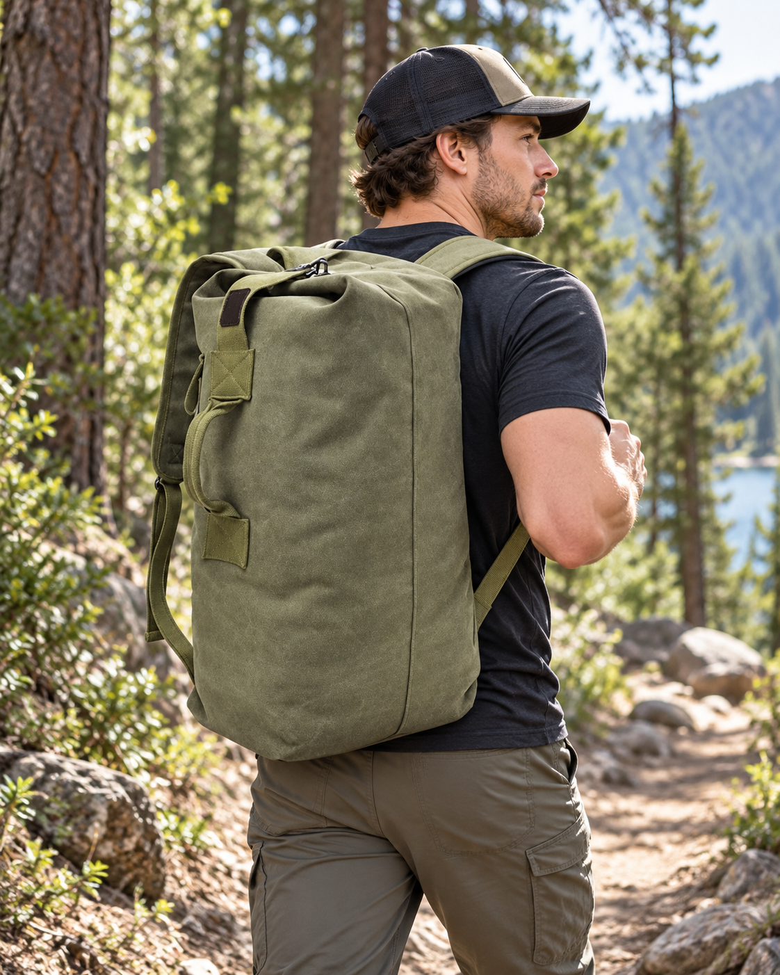 Woosir generated model 1 | multifunctional-canvas-molle-backpack-duffle-bag