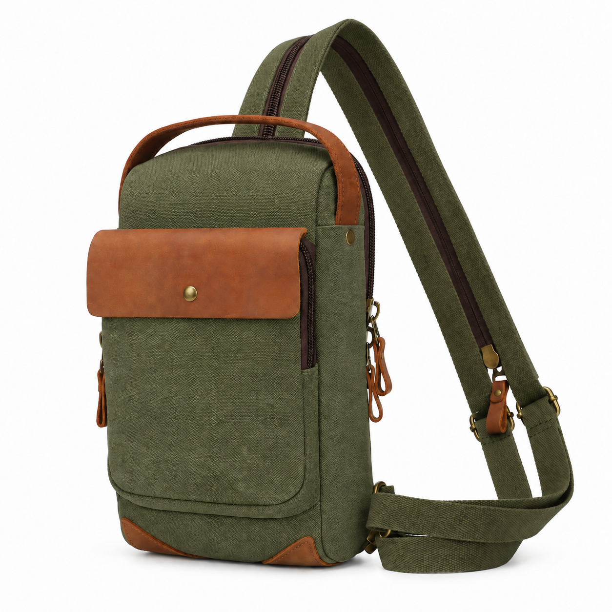 Woosir variant | pink canvas chest sling bag | Army Green