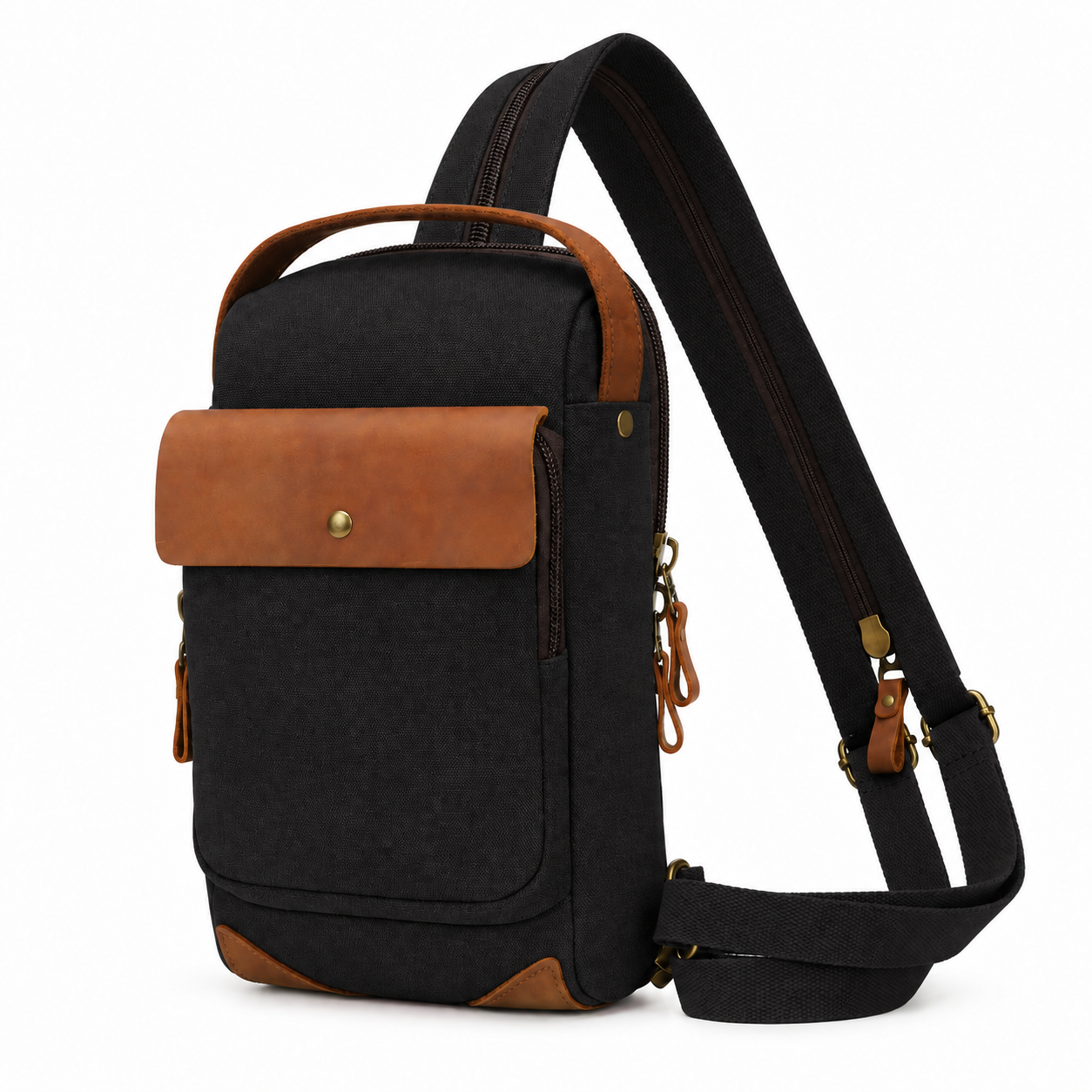 Woosir variant | pink canvas chest sling bag | Black