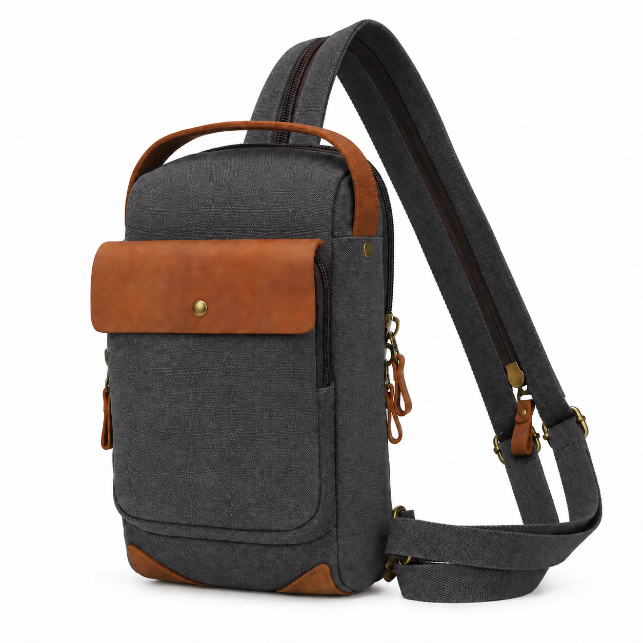 Woosir variant | pink canvas chest sling bag | Dark Gray