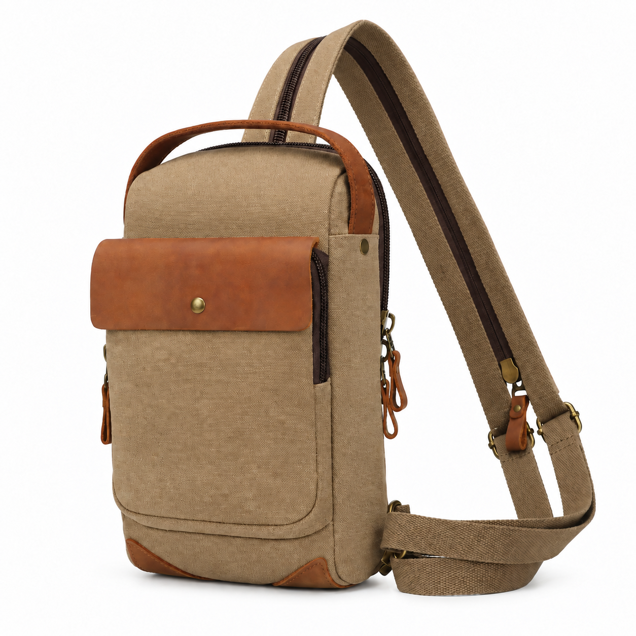 Woosir variant | pink canvas chest sling bag | Khaki