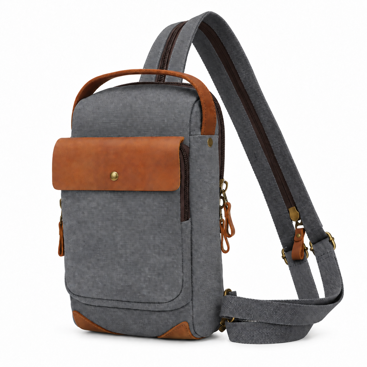 Woosir variant | pink canvas chest sling bag | Lead Gray