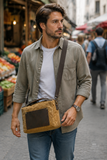 Woosir generated model 1 | retro-waxed-canvas-messenger-bag-waterproof-leather