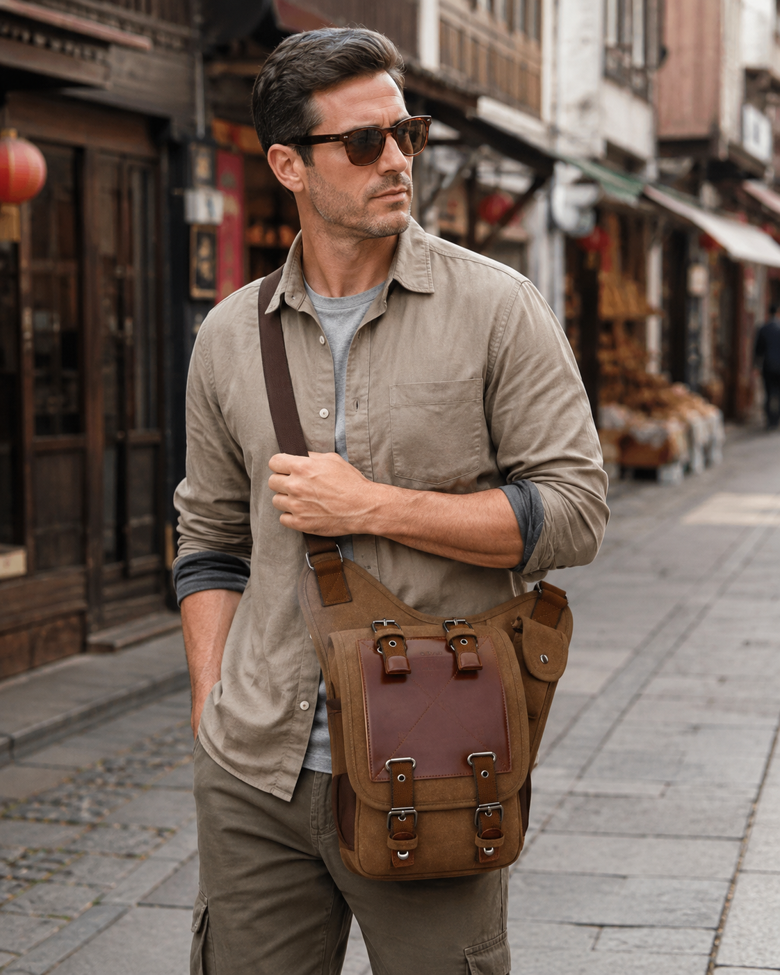 Woosir vintage-canvas-shoulder-molle-messenger-bag generated model 1