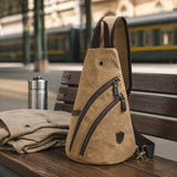 Woosir Vintage Canvas Sling Chest Bag scene travel