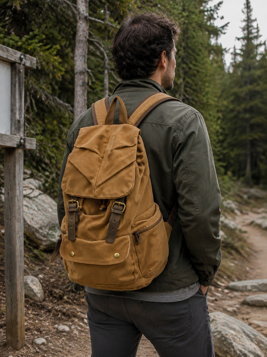 Woosir generated model 2 | vintage-cotton-canvas-rucksack-backpack