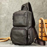 Woosir vintage crazy horse leather chest bag clean product angle