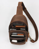 Woosir Vintage Crazy Horse Leather Chest Bag interior structure