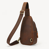Woosir Vintage Crazy Horse Leather Chest Bag rear side product view