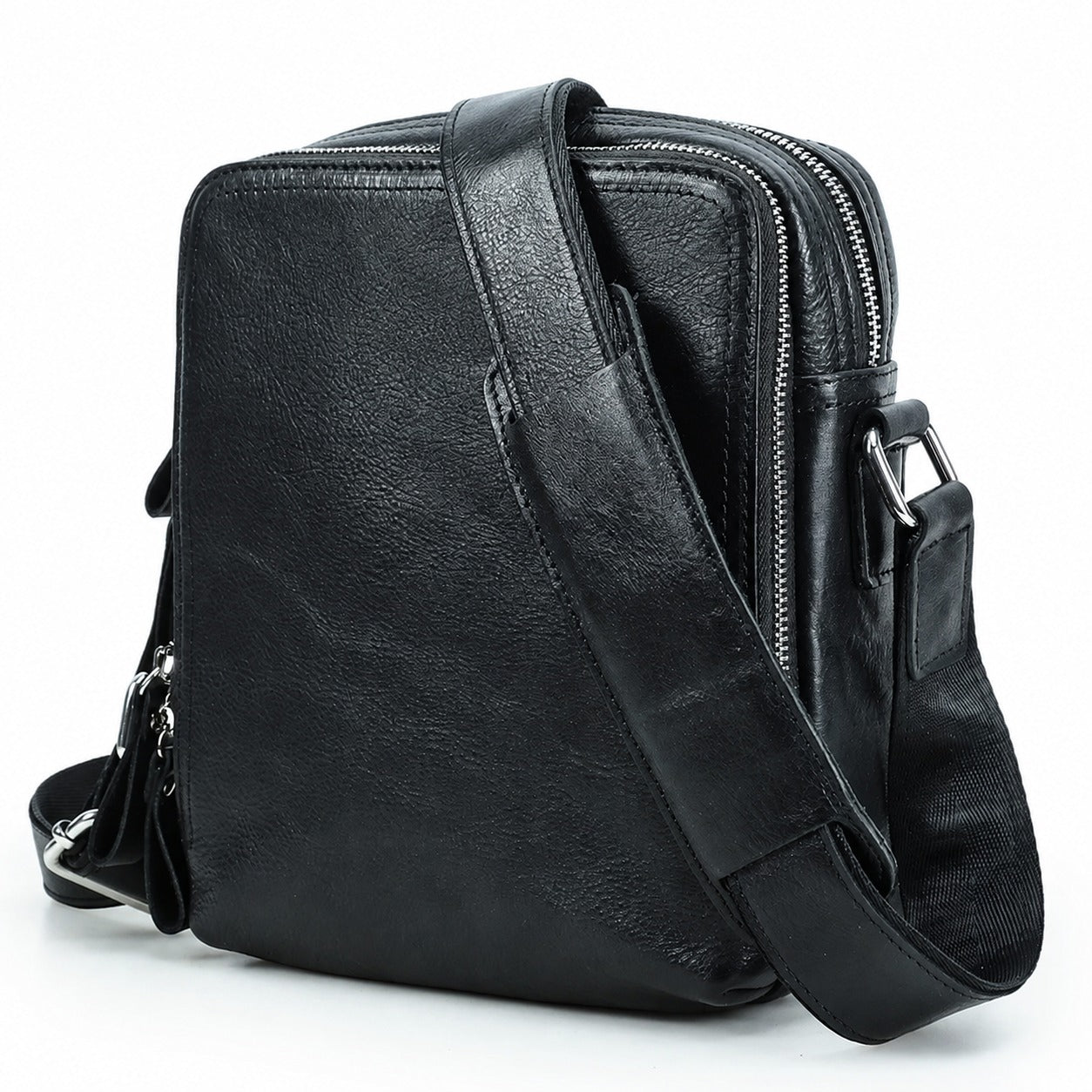 Black leather crossbody bag color view