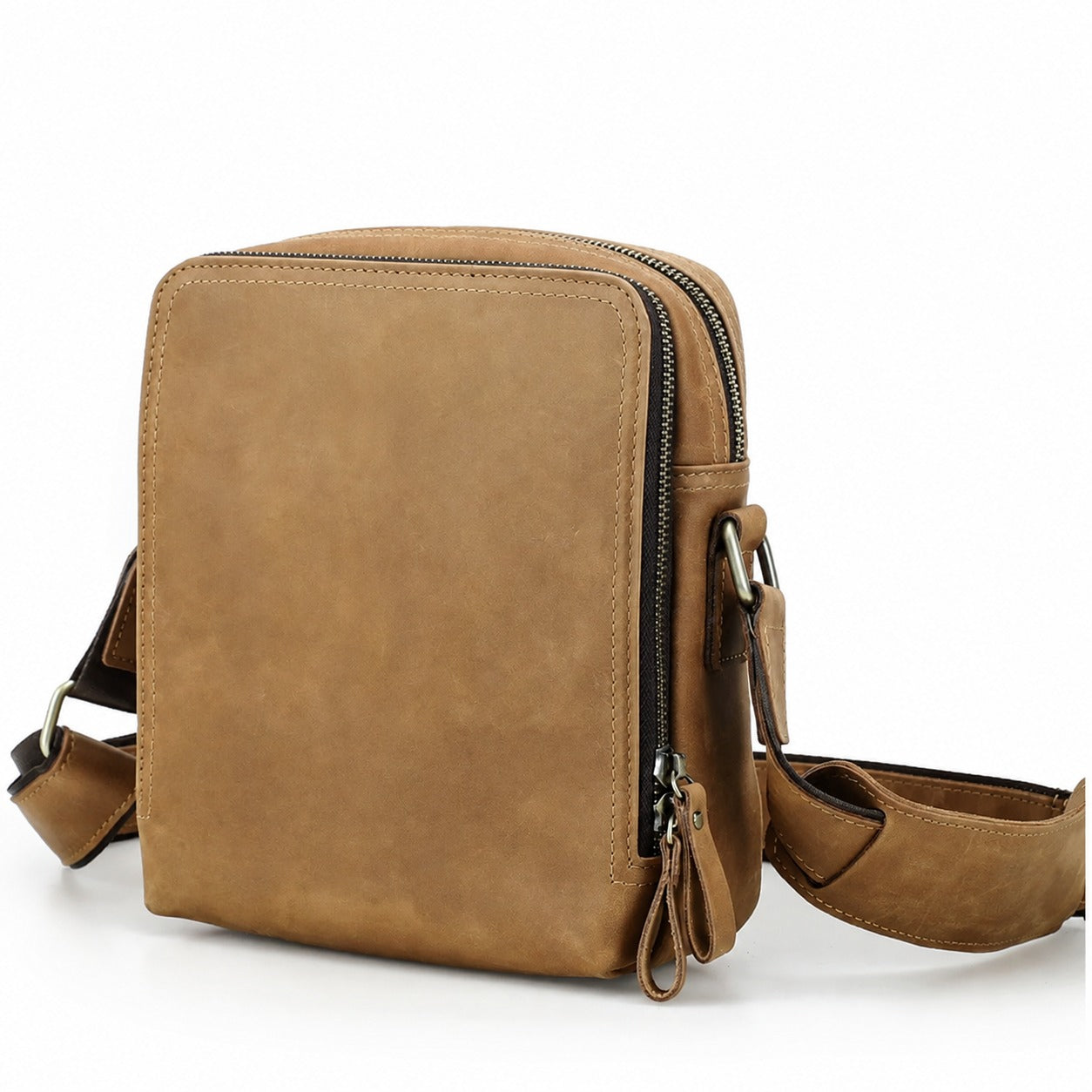 Brown leather crossbody bag color view