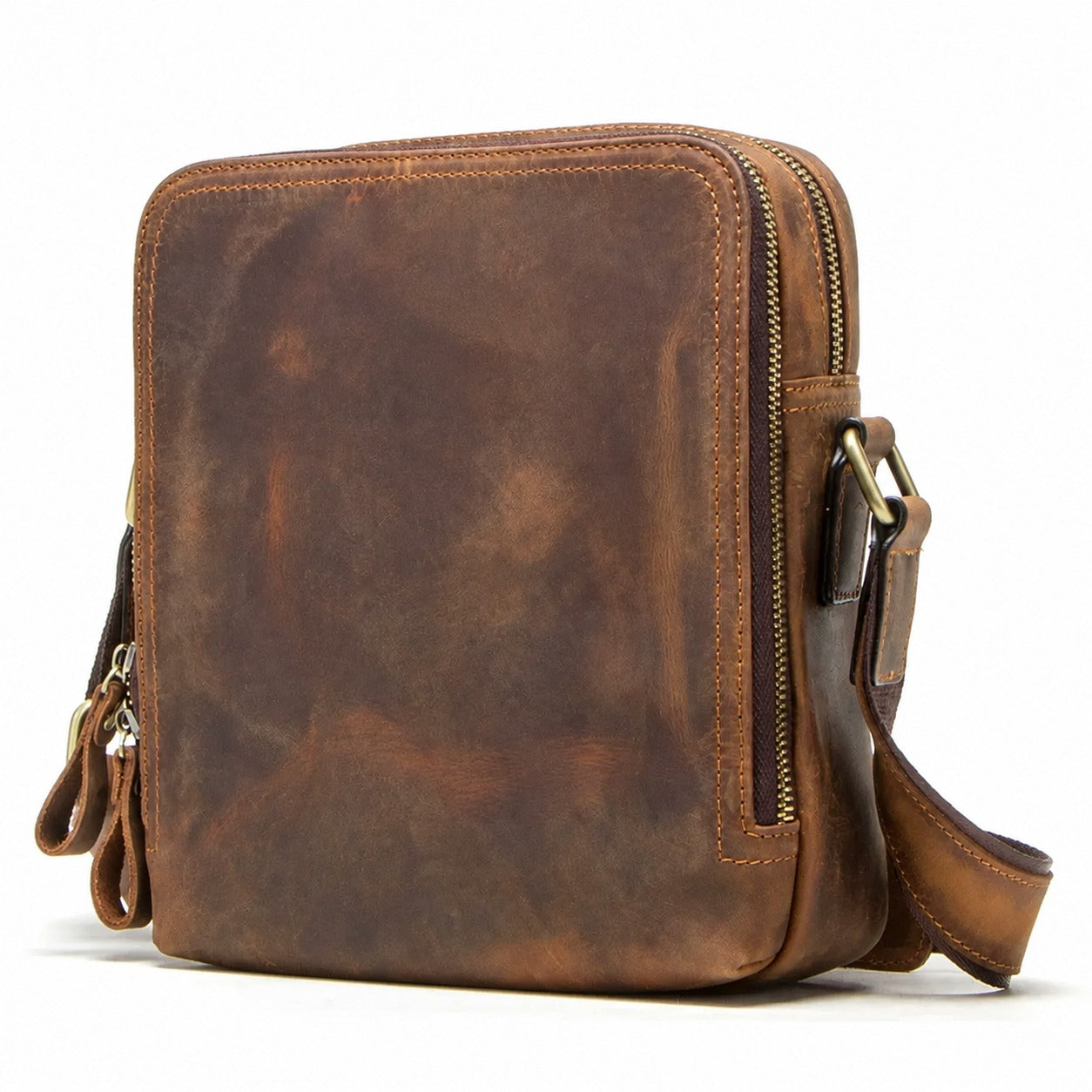 Coffee leather crossbody bag color view