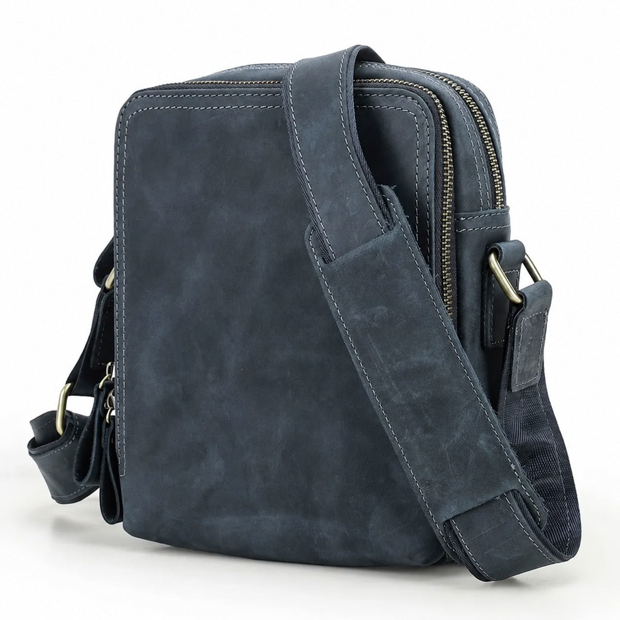 Deep blue leather crossbody bag color view
