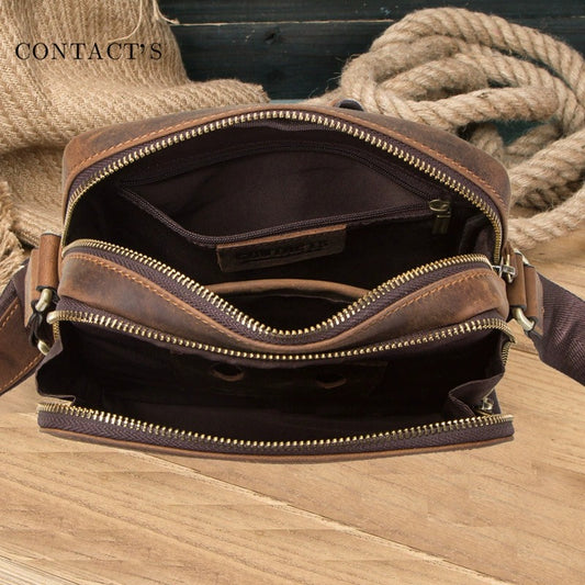 Leather crossbody bag interior storage
