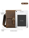 Leather messenger bag dimensions and tablet capacity view