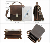 Crazy horse leather messenger bag dimensions and tablet fit