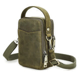 Army green leather phone crossbody bag color view