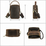 Leather phone bag dimension and construction view