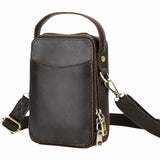Genuine leather phone bag front pocket detail
