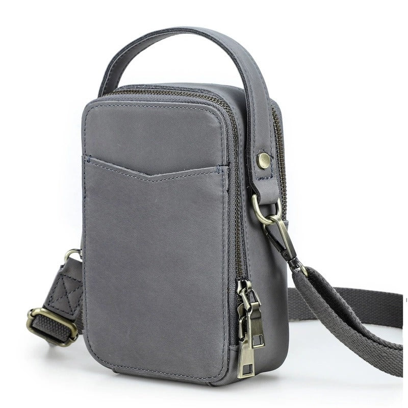 Smoke gray leather phone crossbody bag color view