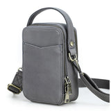 Smoke gray leather phone crossbody bag color view