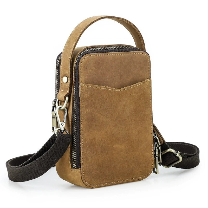 Tan leather phone crossbody bag color view