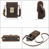Leather crossbody bag dimension and construction view