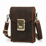 Vintage leather push-lock bag front detail