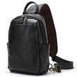 Woosir vintage crazy horse leather sling chest bag lifestyle view