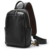 Woosir vintage crazy horse leather sling chest bag lifestyle view