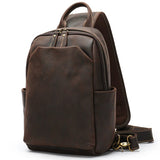 Woosir vintage crazy horse leather sling chest bag clean product angle