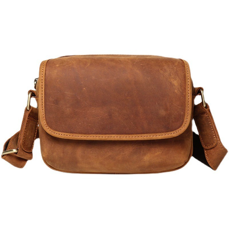 Brown yellow leather crossbody bag color view