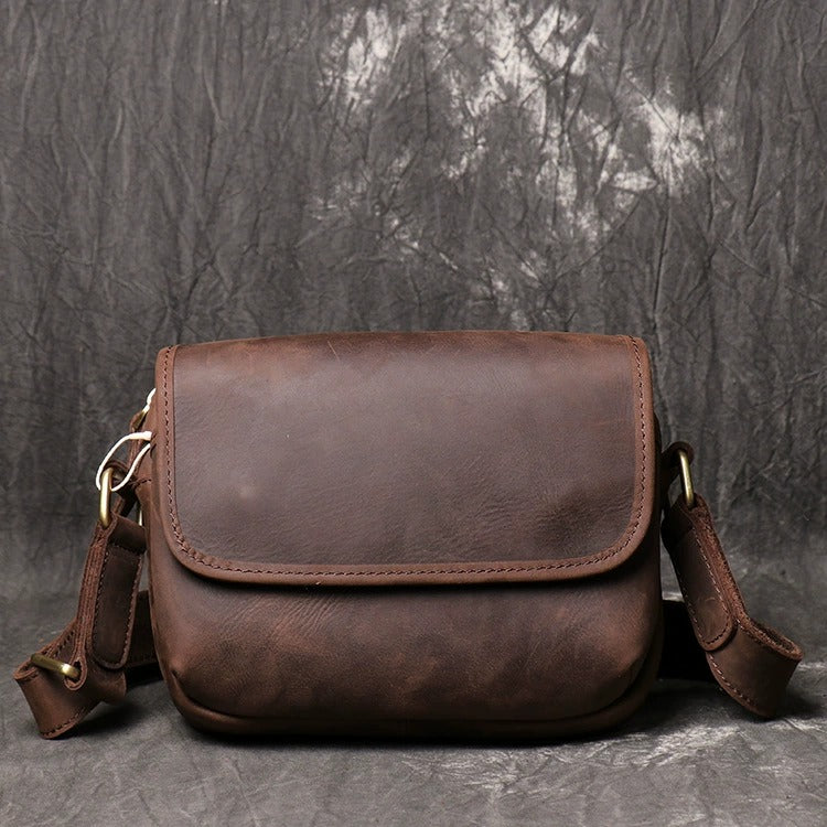 Coffee leather crossbody bag color view