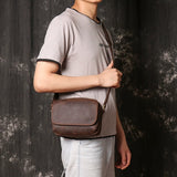 Vintage leather small crossbody bag wearing view