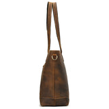 SEO: Woosir Vintage Crazy Horse Leather Tote Shoulder Bag side view