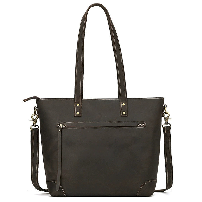 SEO: Woosir Vintage Crazy Horse Leather Tote Shoulder Bag color variant