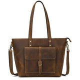 SEO: Woosir Vintage Crazy Horse Leather Tote Shoulder Bag strap detail