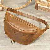Woosir vintage crazy horse leather waist chest bag lifestyle view