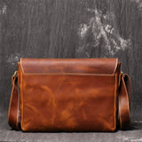 Leather messenger bag side profile