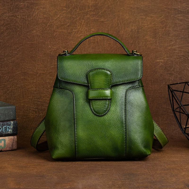 SEO: Woosir Vintage Full-Grain Leather Backpack for Daily Carry open interior