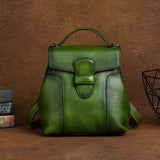 SEO: Woosir Vintage Full-Grain Leather Backpack for Daily Carry open interior