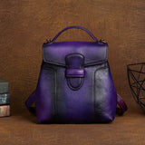 SEO: Woosir Vintage Full-Grain Leather Backpack for Daily Carry rear view