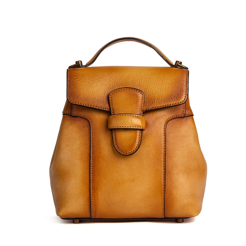 SEO: Woosir Vintage Full-Grain Leather Backpack for Daily Carry detail view