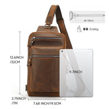 Woosir vintage full grain leather chest bag clean detail
