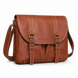 Woosir Vintage Full-Grain Leather Messenger Bag white front variant Vintage Brown