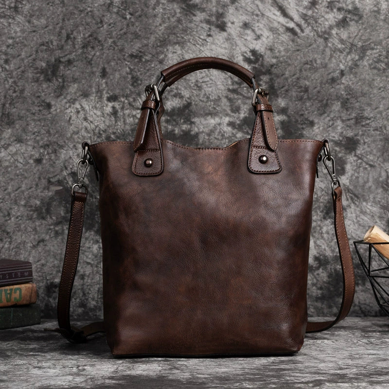 SEO: Woosir Vintage Full-Grain Leather Shoulder Bag for Women front hero