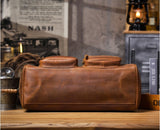 Woosir Vintage Full-Grain Leather Travel Duffle 1688 bottom view