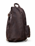 Woosir Vintage Genuine Leather One-Shoulder Backpack white hero deep coffee