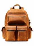 Woosir Vintage Leather Laptop Backpack for Men white front variant Coffee